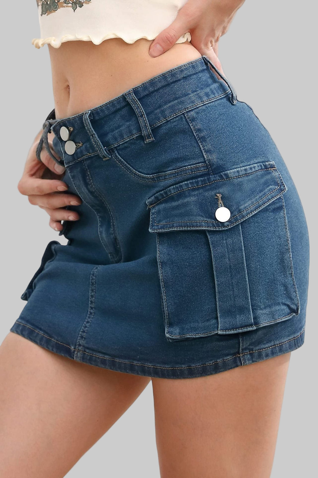 Street Low Waist Slim Fit Cargo Skirt