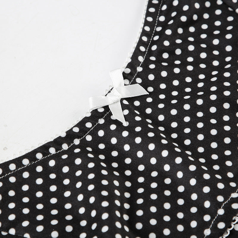 Polka Dot Bow Top Shorts Two Piece Set
