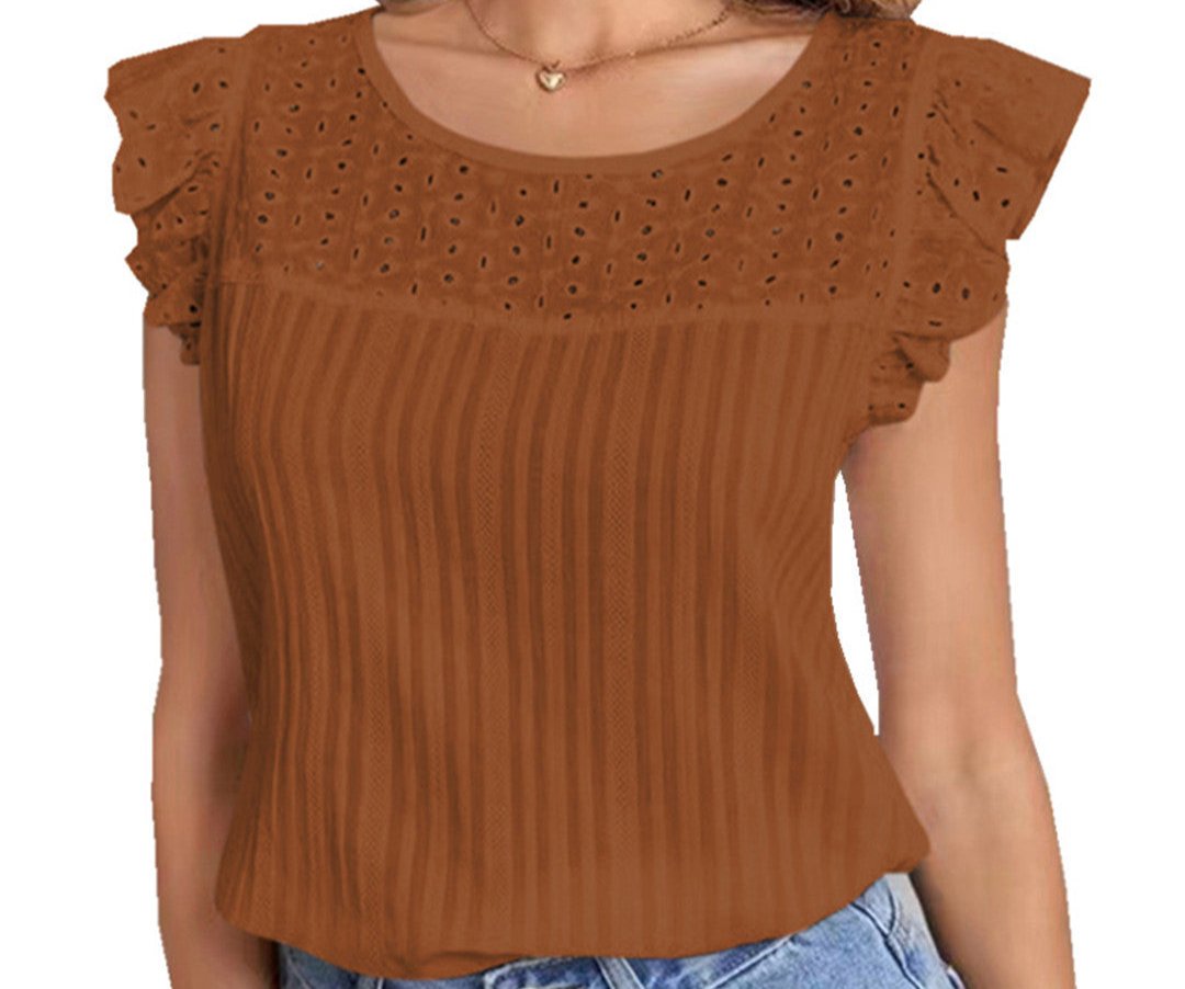 Ruffled Eyelet Embroidery Top