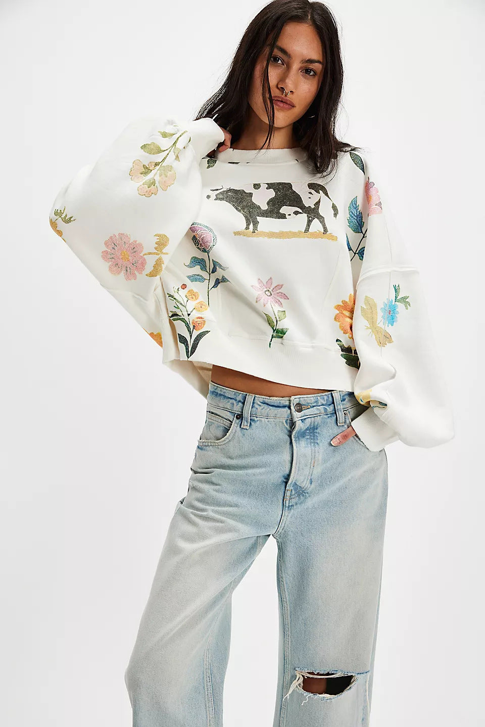 Printing Loose Casual Pullover Sweater