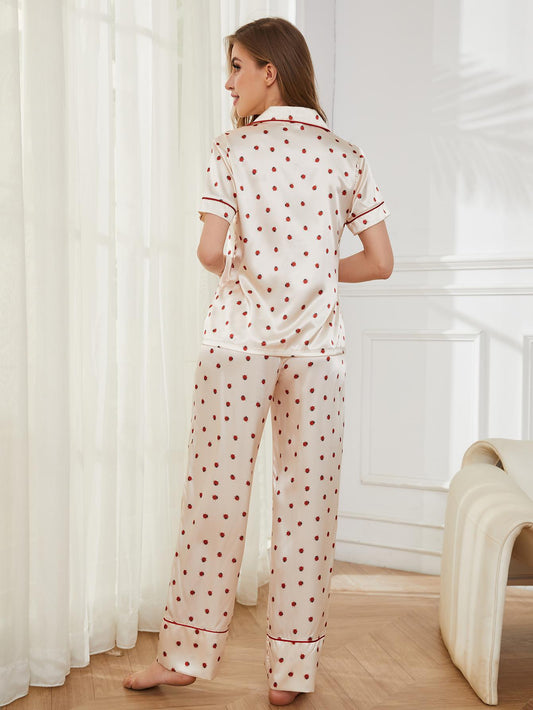 Artificial Silk Lady Bugs Pajamas Set