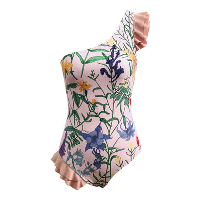 Printed Floral Off-shoulder Swimsuit