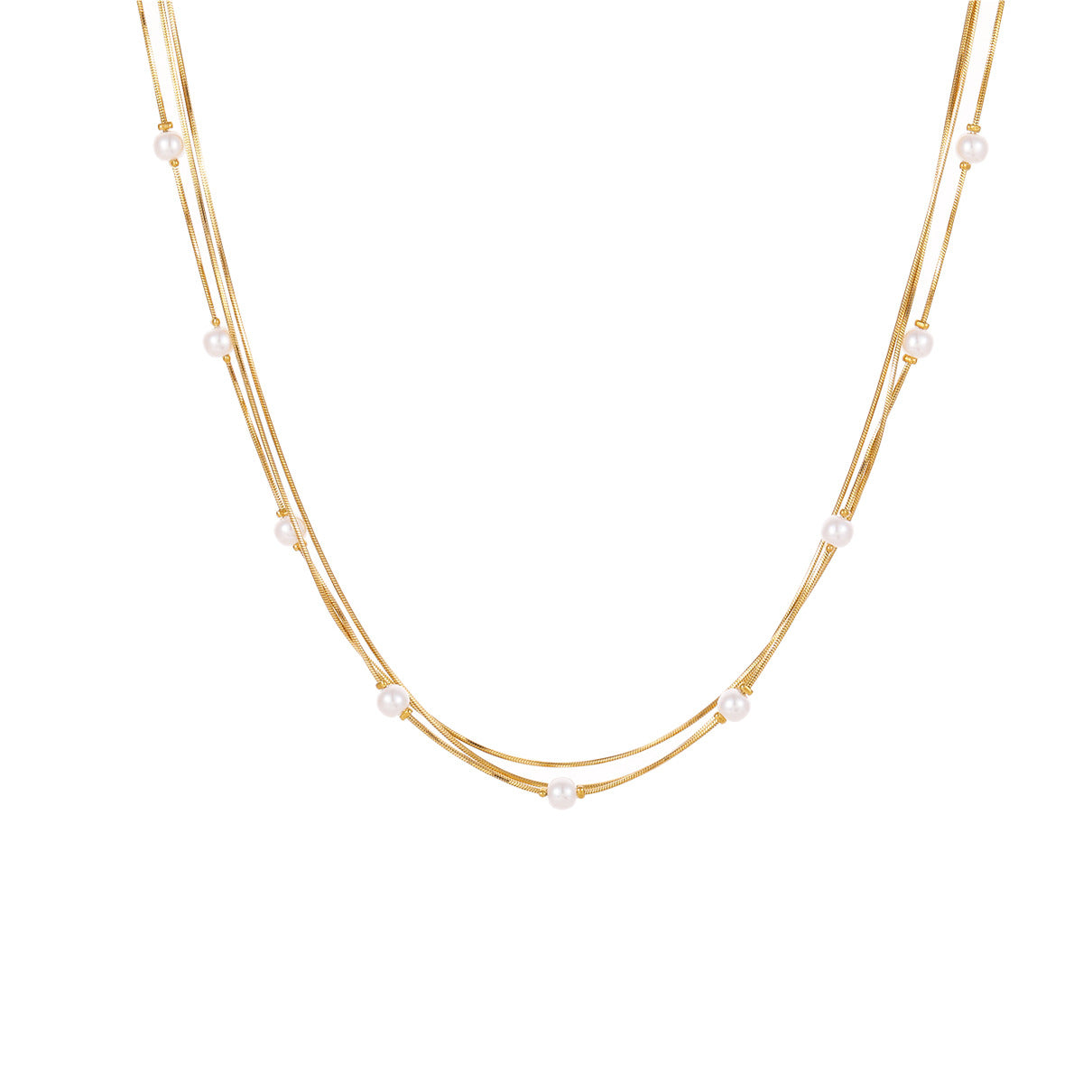 Pearl Multi Layer Twin Stainless Steel Necklace