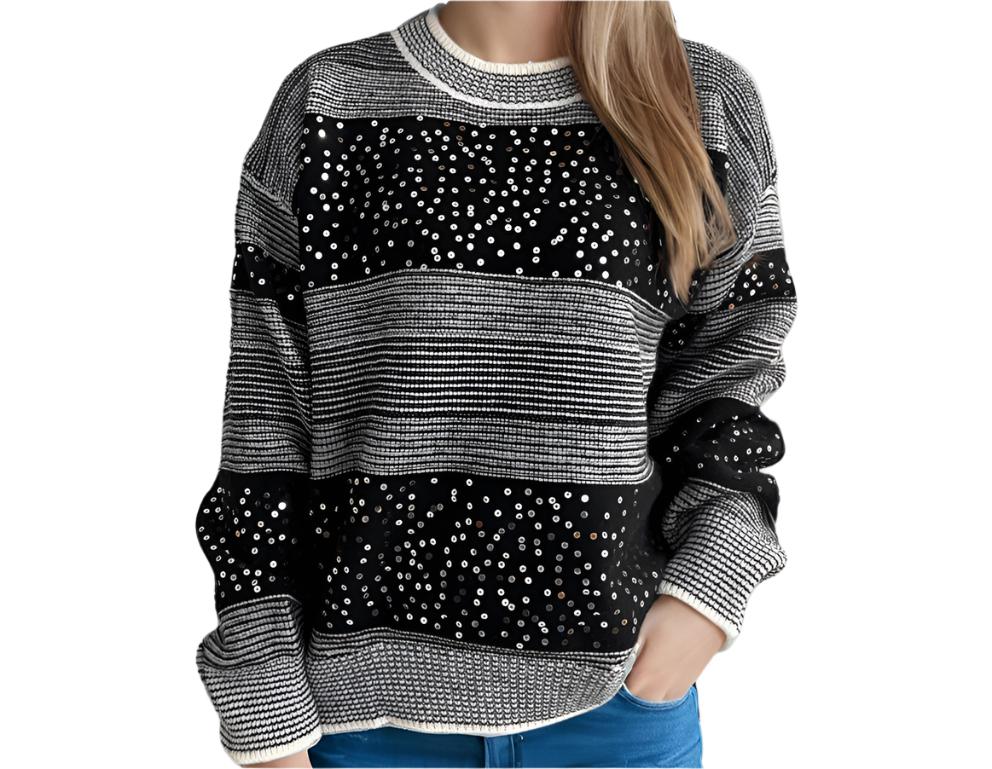 Contrast Color Striped Sweater