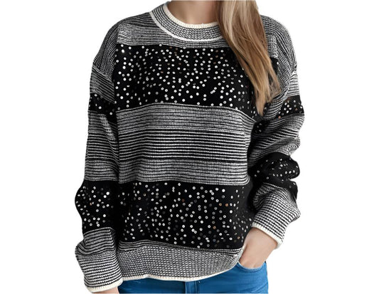 Contrast Color Striped Sweater