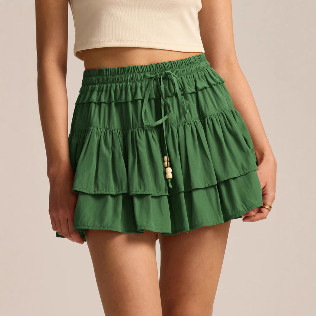 Drawstring High Waist Skort