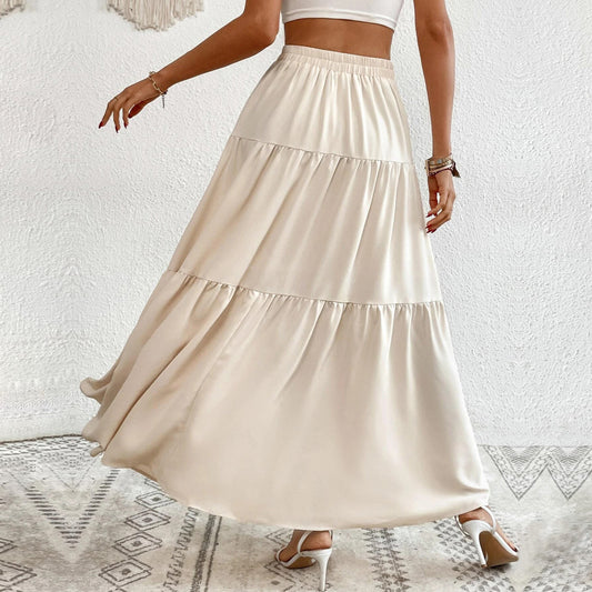 Elastic Waist Tiered Casual Skirt