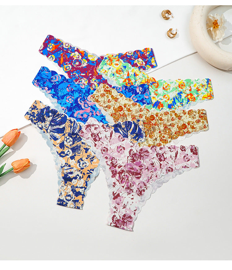 Seamless Low Waist Wave Edge Silk Briefs