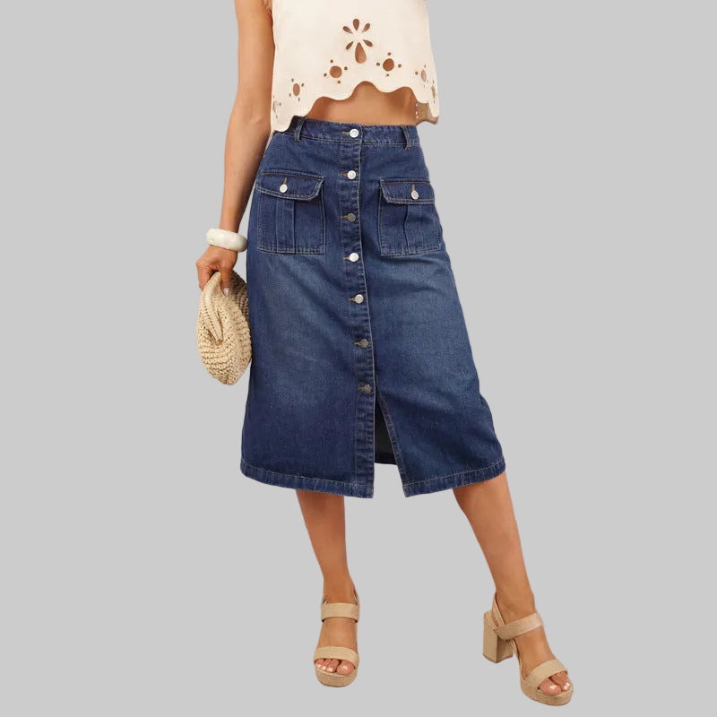 Retro Split High Waist Sheath A-Line Skirt