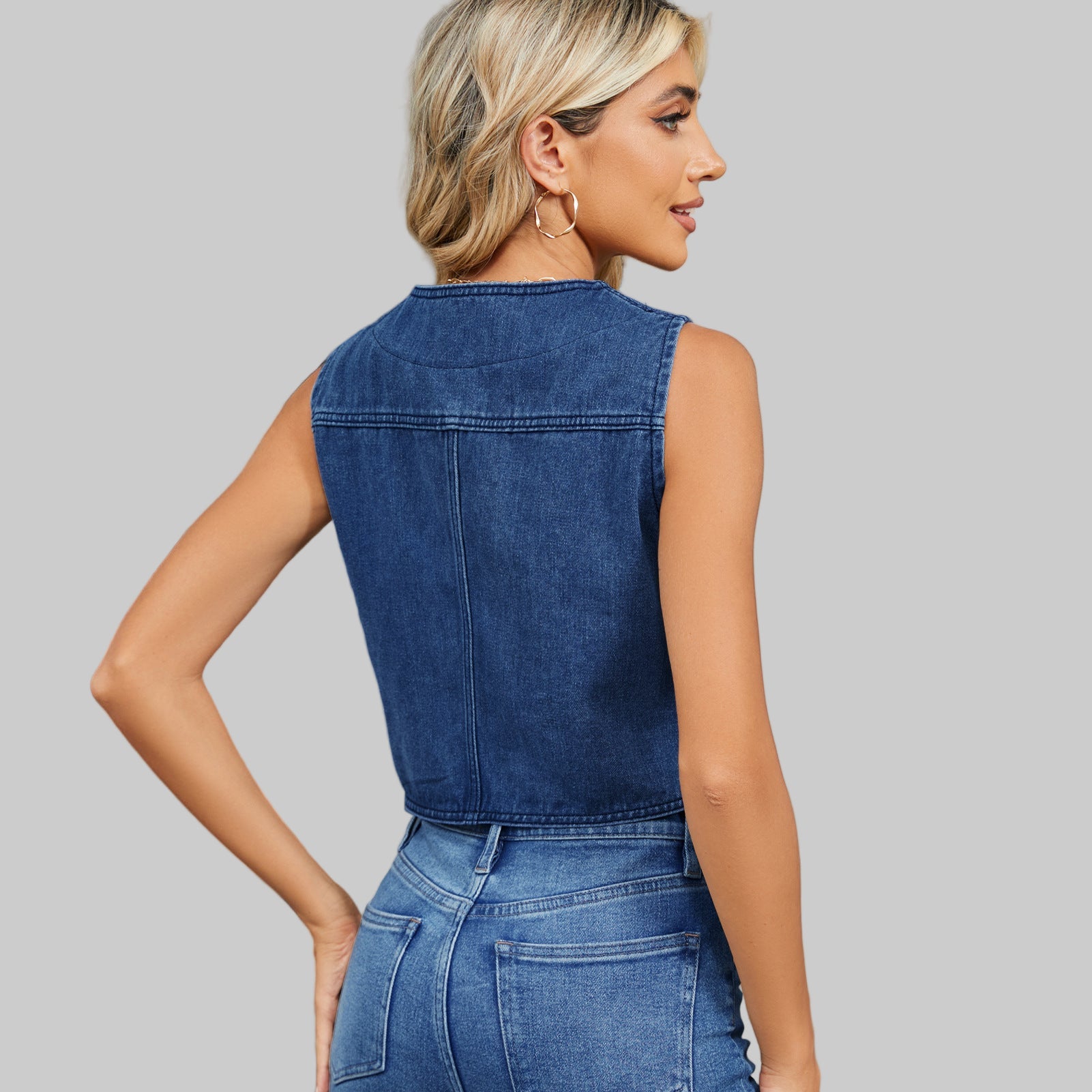 Washed Slim Fit Denim Vest Top