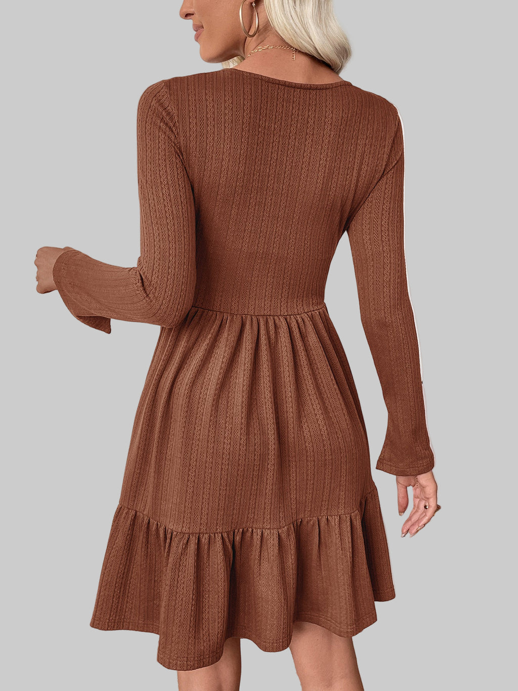 Knitted Square Collar A-Line Dress