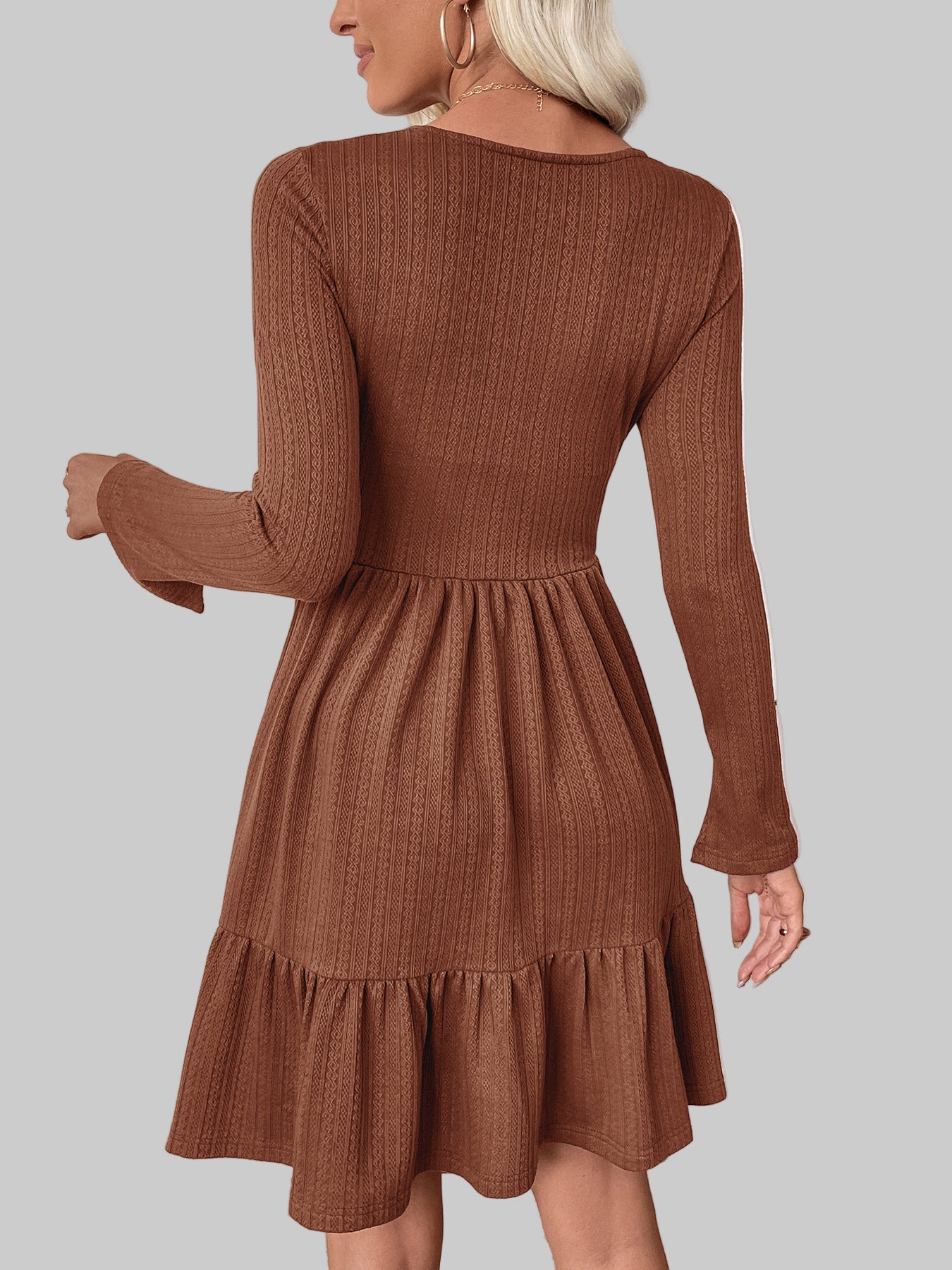 Knitted Square Collar A-Line Dress
