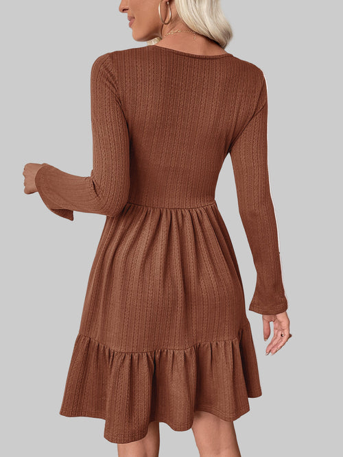 Knitted Square Collar A-Line Dress