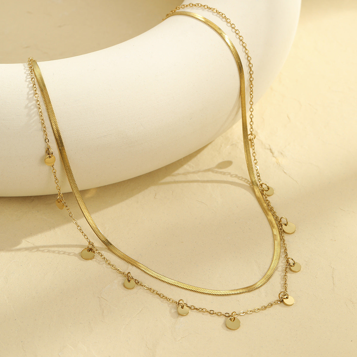 Stainless Steel Tassle Chain 18K Necklace