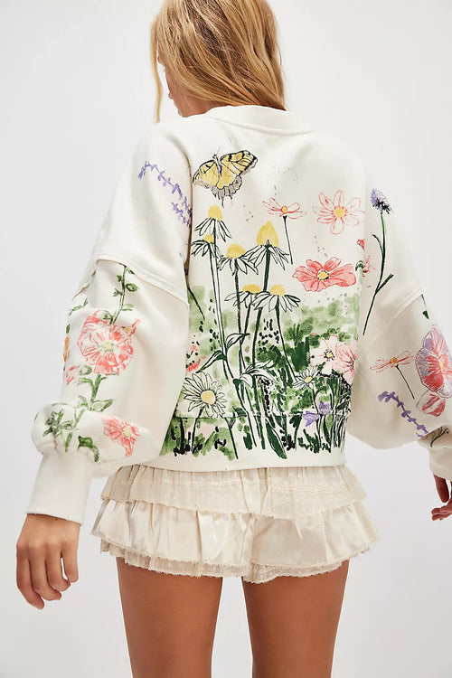 Printing Loose Casual Pullover Sweater