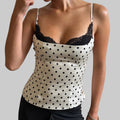 Polka Dot Lace Splicing Sling Top