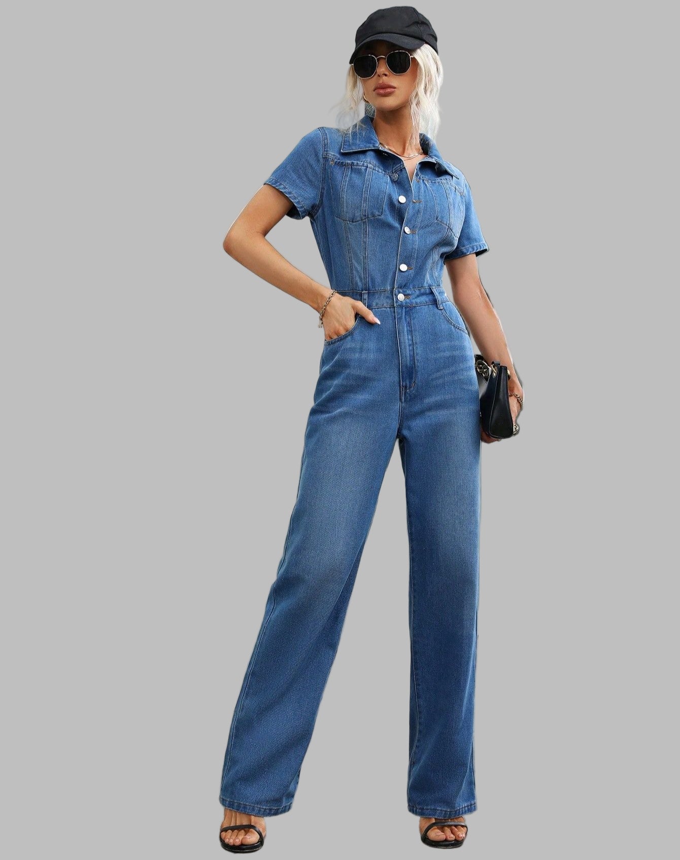 Casual Slim Fit Denim Jumpsuit