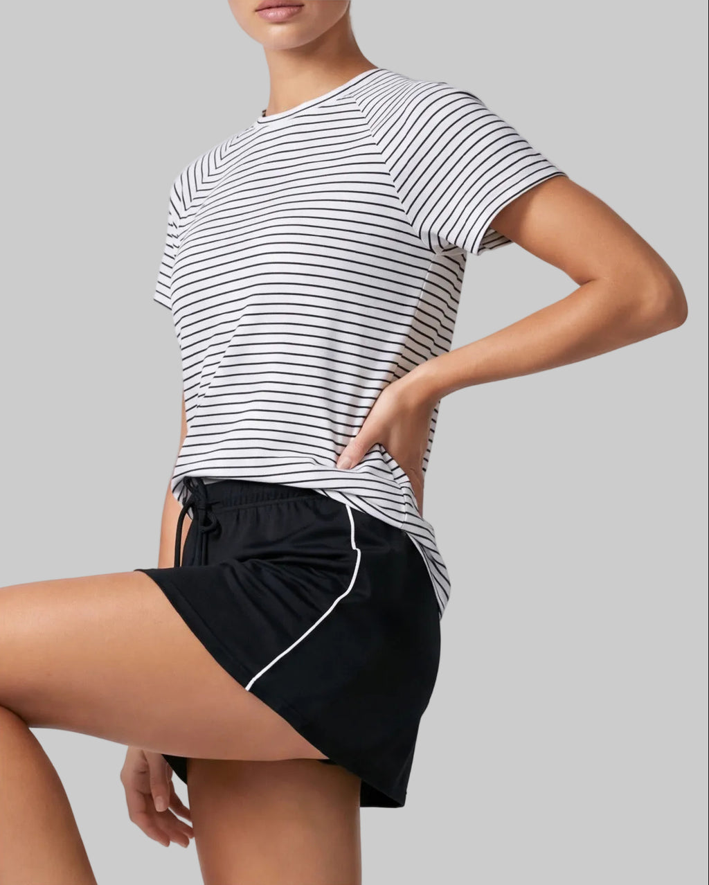 Striped Running Training Breathable Yoga Fitness Loose T-shirt
