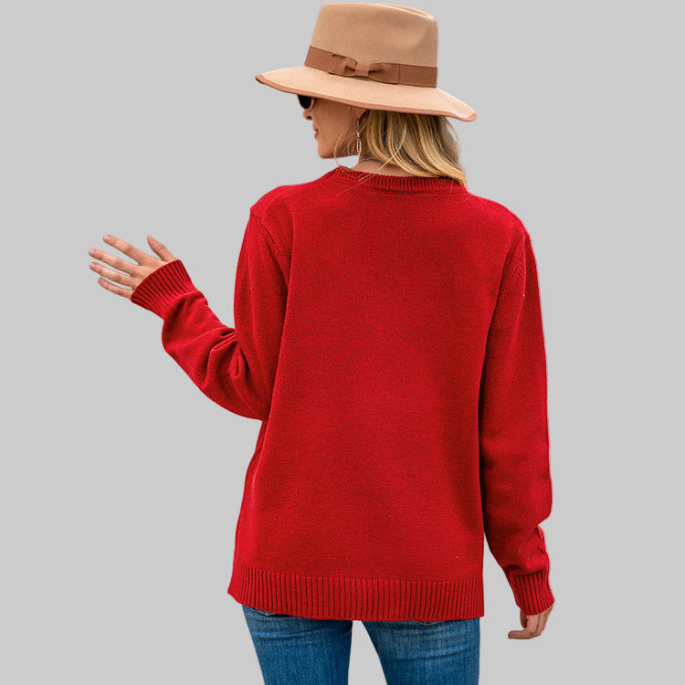 Christmas Oh Deer Crew Neck Pullover Sweater