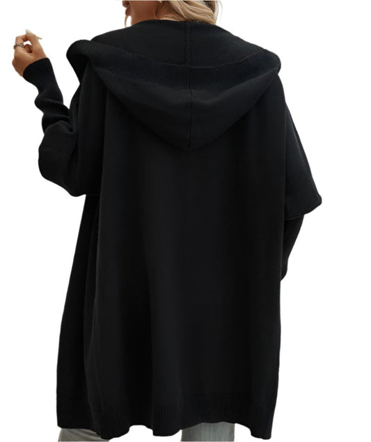 Casual Loose Hooded Mid-Length Cardigan