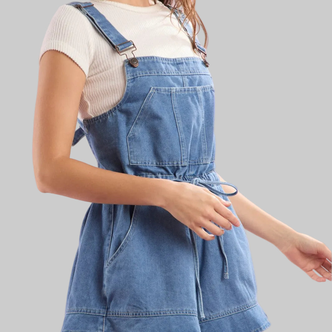 Lace-up Suspender Romper