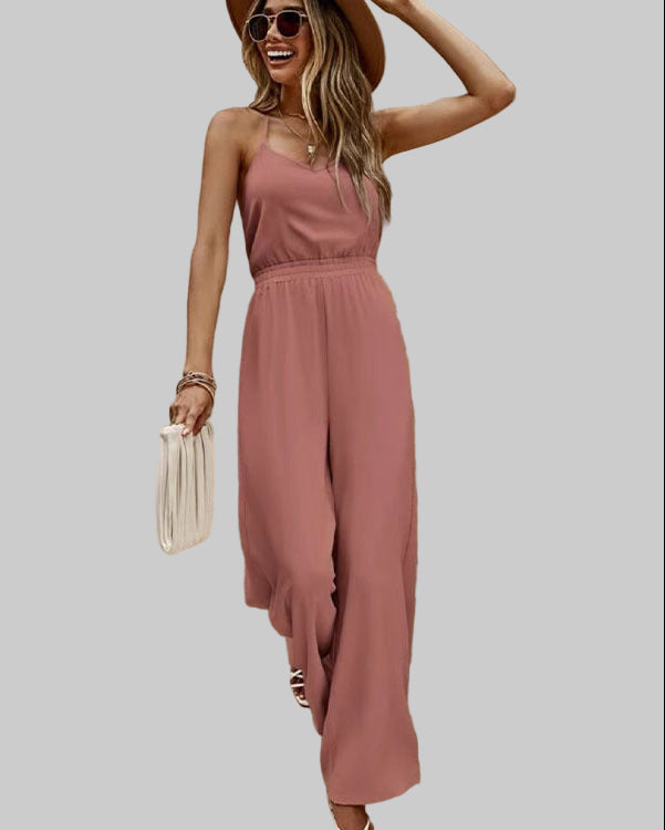 Elastic Waist Wide Leg Jumpsuit