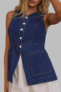 Buttoned Denim Vest