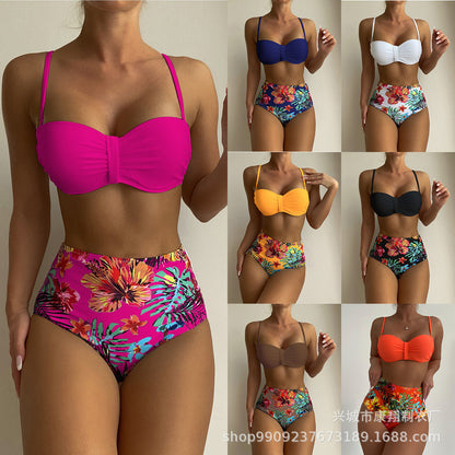 Split Retro Sexy Printed Bikini