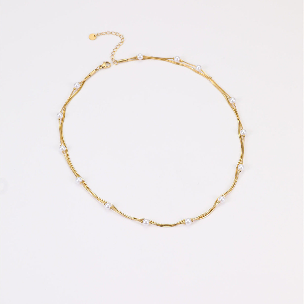 Pearl Multi Layer Twin Stainless Steel Necklace