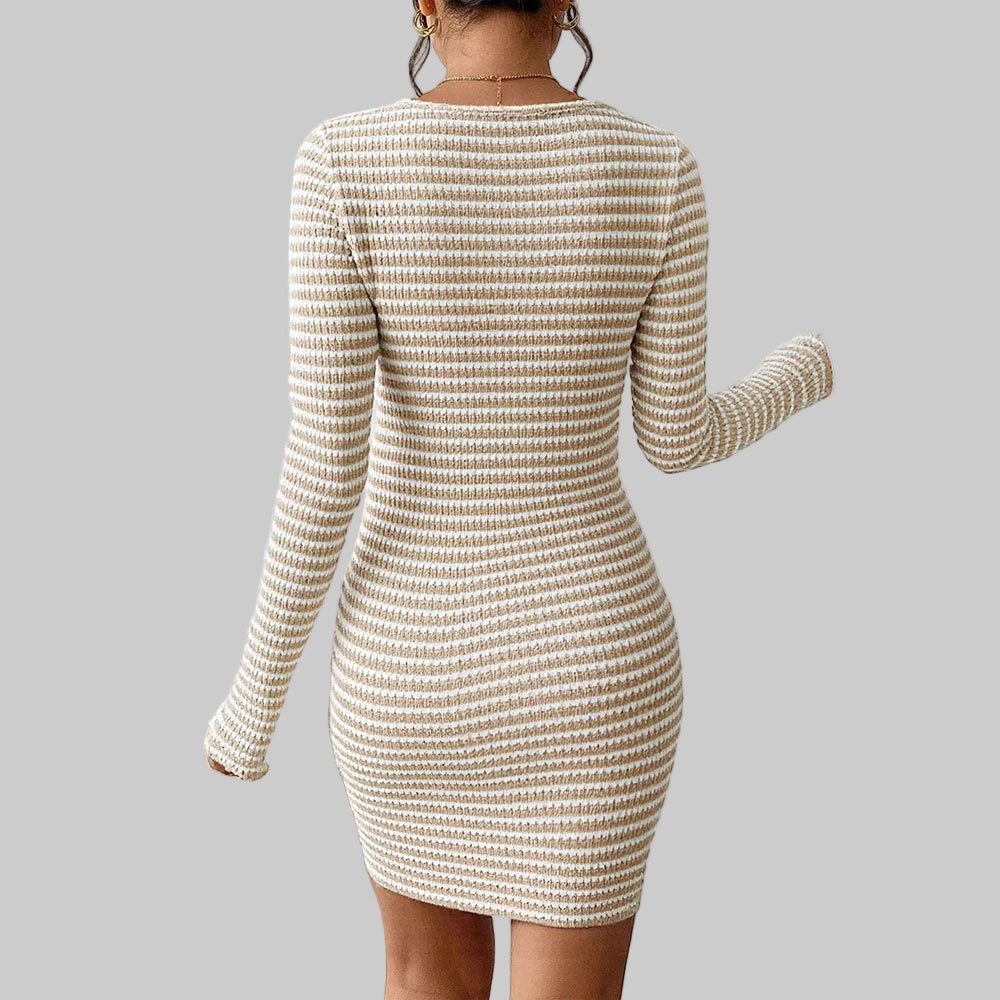 Striped Long Sleeve Sheath Dress