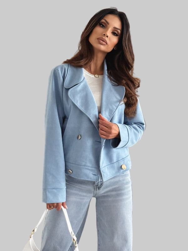 Collared Button Suede Short Coat