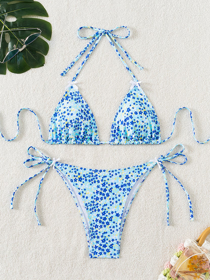 Floral Bow Lace-up Sexy Bikini