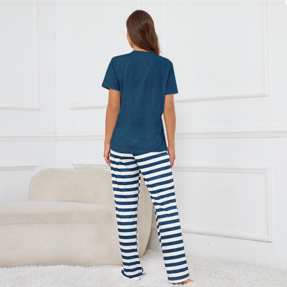 Striped Pocket Print Pajamas Set