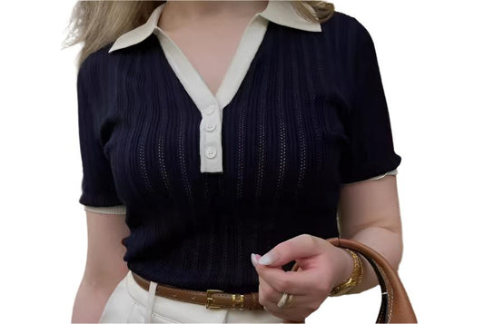 Polo Collar Knitted Top