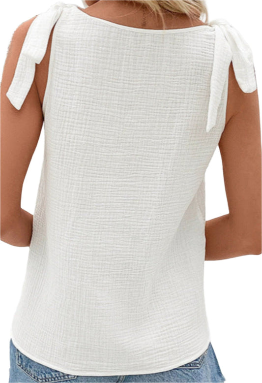 Sexy Casual Solid Color Tie Sleeves Top