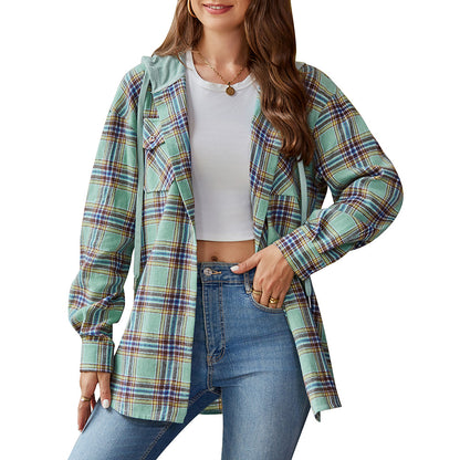 Casual Hoodie Plaid Shirt