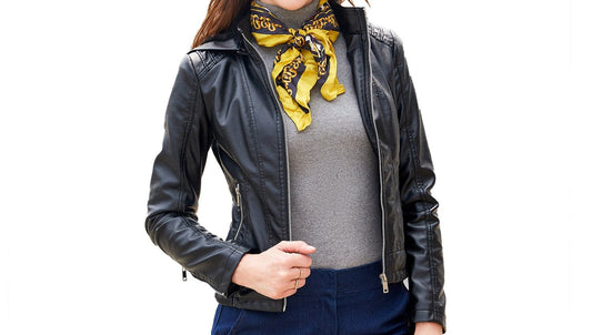 Hooded Leather Detachable Hat Long Sleeve Zipper Fleece-Lined Leather Jacket