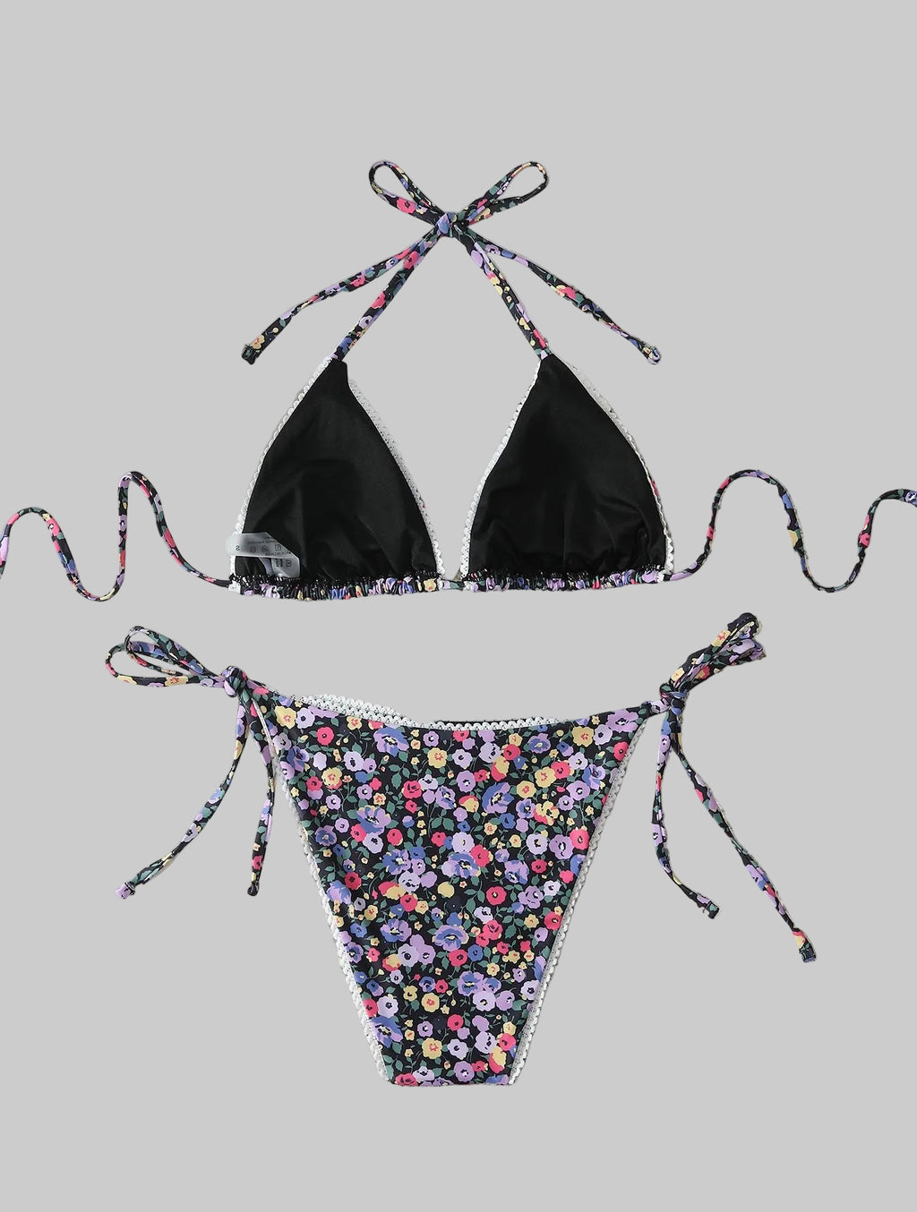 French Floral Sexy Lace-up Bikini