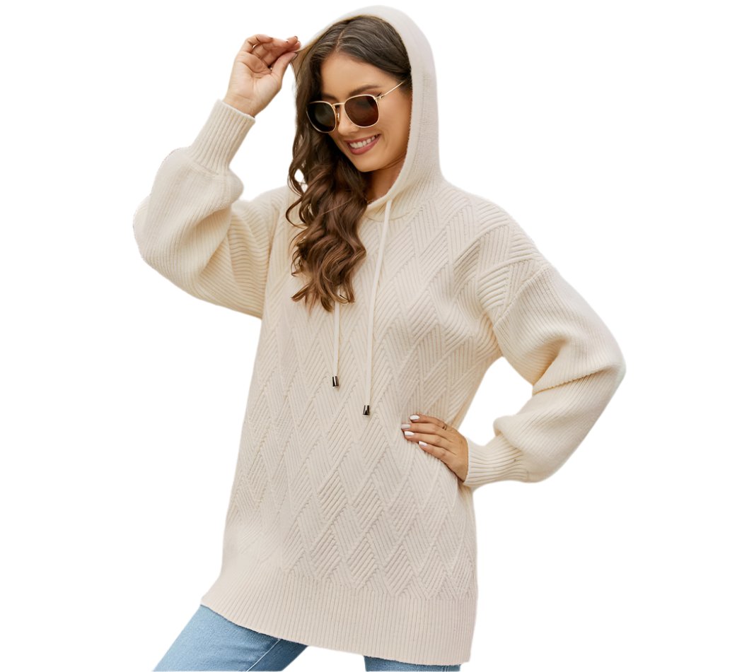 Geometric Abstract Thread Mid Length Pullover Hoodie