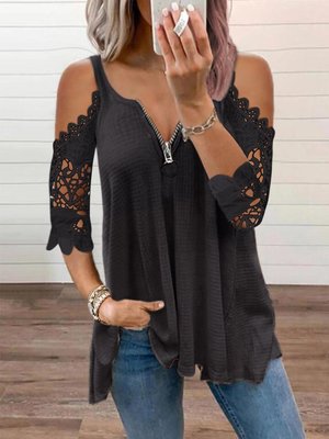 Hollow-out Camisole Lace Sleeve Knitted Vest Top