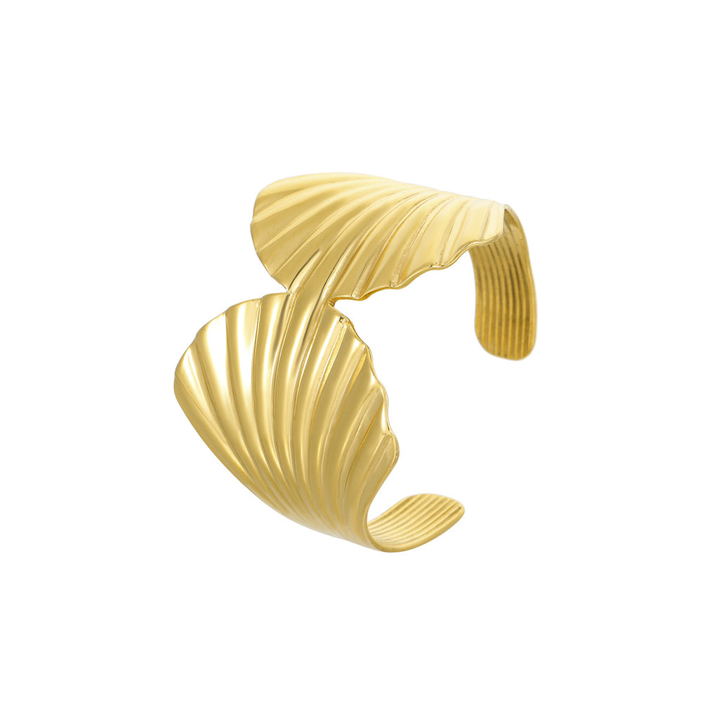 Ocean Coral Starfish Shell Exaggerated Titanium Steel Stainless Steel 18K Gold Plating Bracelet