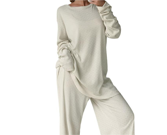 Comfort Knitted Long Sleeve Pajamas Set