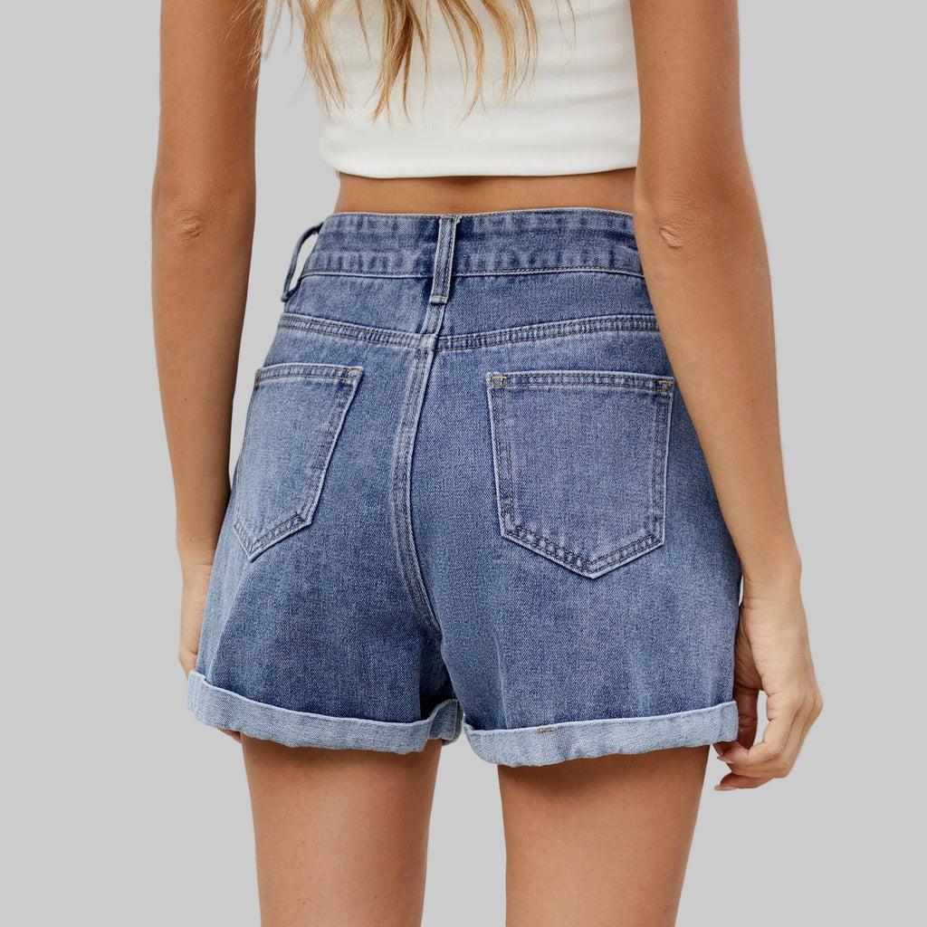 Cherry Embroidery Denim Shorts