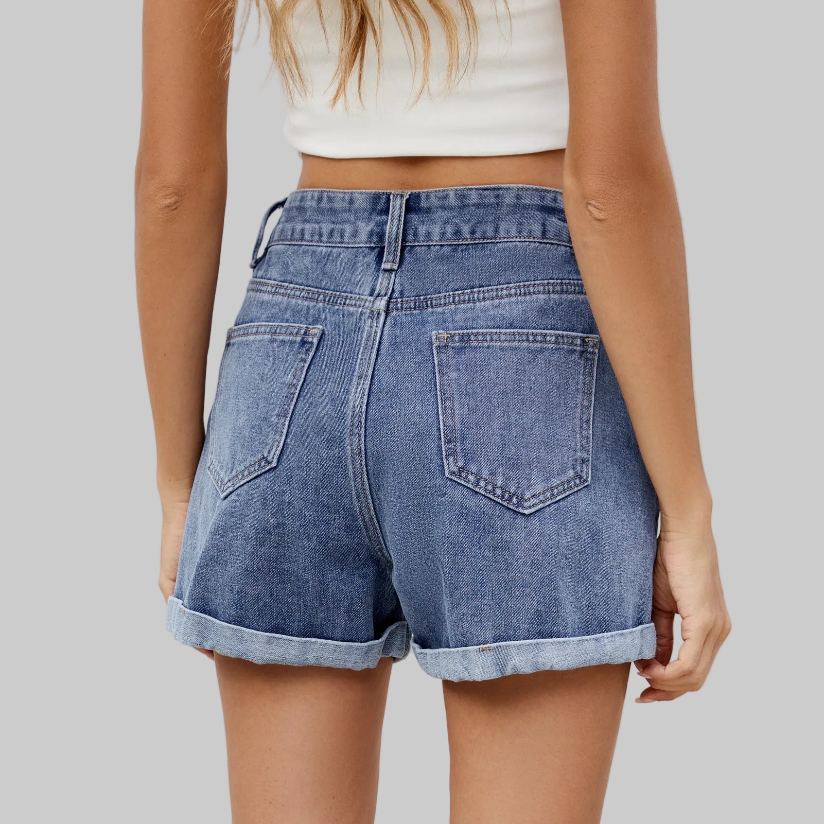 Cherry Embroidery Denim Shorts