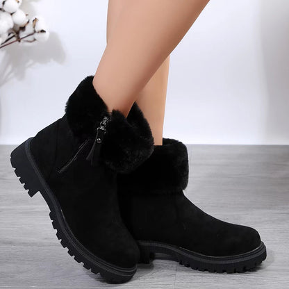 Mid Calf Snow Fur Cotton Padded Boots