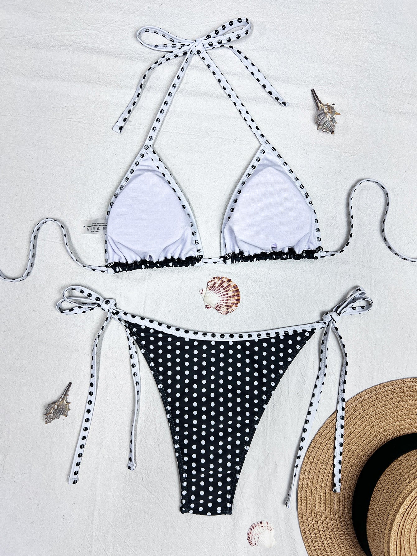 Polka Dot Print Triangle Cup Lace-up Bikini - Tamra.Shop.Social