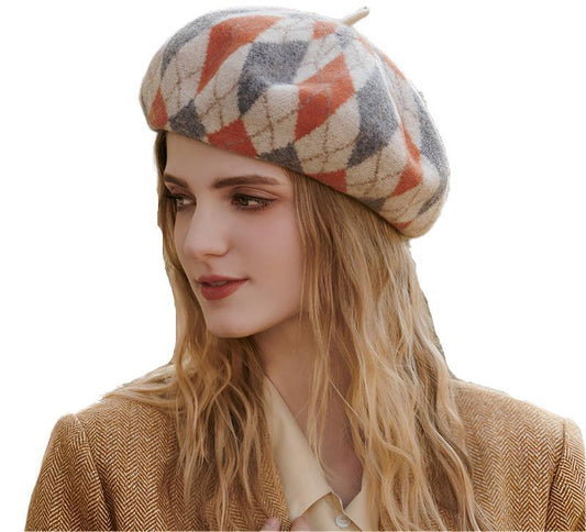 Argyle Wool Beret