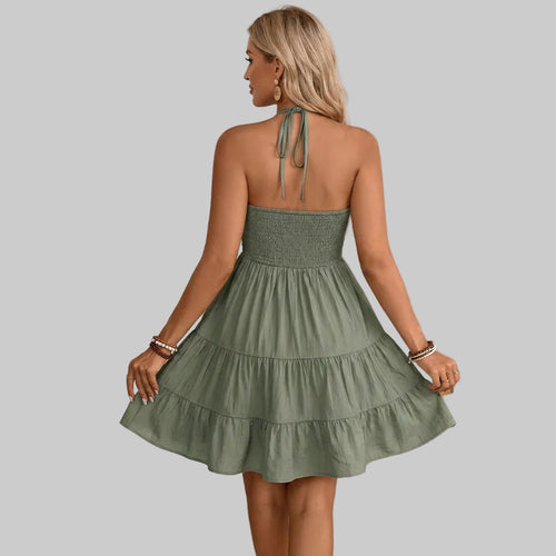 Halter Ruffled Tiered Short Dress