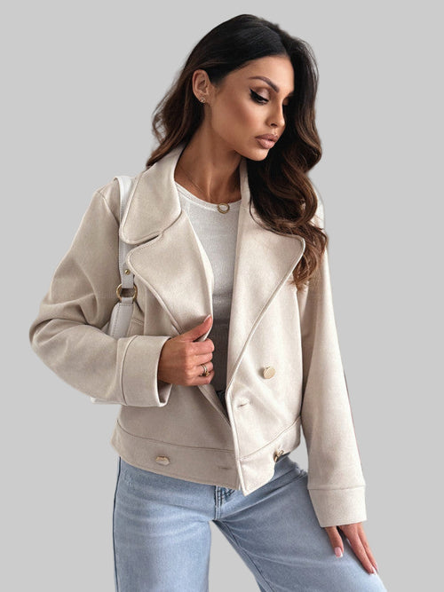 Collared Button Suede Short Coat