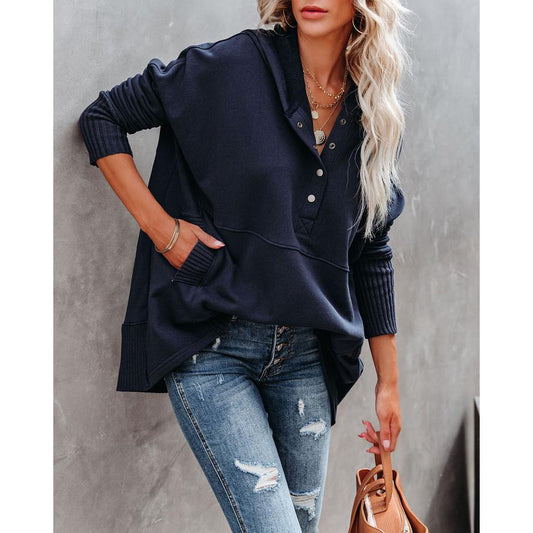 Loose Thread Patchwork Hooded Sweatshirt